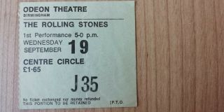 The Rolling Stones Birmingham Odeon 1973 Concert Ticket Stub Vintage Rare