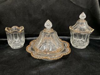 Eapg Us Glass Co No.  15086 Mirror Pattern Table Set - Creamer