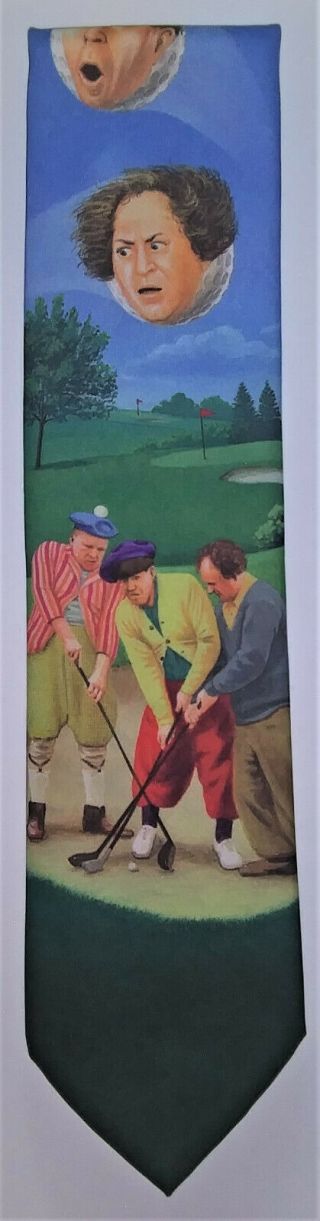 1996 “stooges Golf Color” - Three Stooges “ralph Marlin” Novelty Dress Necktie