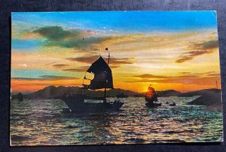 1961 Kai Tak Hong Kong Picture Postcard Cover To Philadelphia Pa Usa Sunset