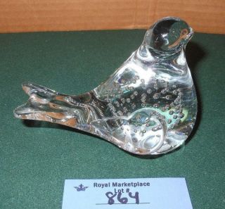 Mid - Century Controlled Bubble Art Glass Dove Bird Figurine Paperweight
