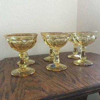 Imperial Glass Old Williamsburg Yellow Champagne/tall Sherbet Set Of 6