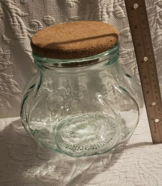 Vtg Glass Pumpkin Apothecary Cookie Jar Canister Cork Lid Made In Italy 2