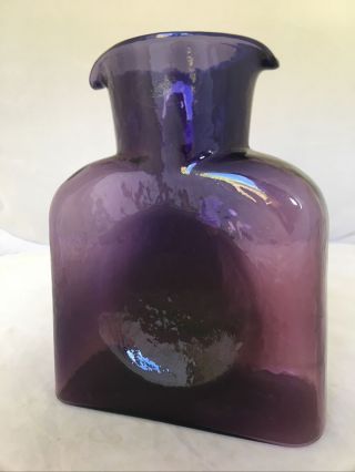 Blenko Amethyst Purple Plum Art Glass Pitcher Water Jug Dual Spout Classic