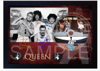 Queen Freddie Mercury Music Live Aid Signed Framed Photo Cd