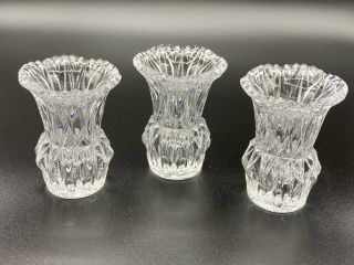 Vintage Set Of 3 Cut Glass Crystal Bud Vases/toothpick Holders 3 " Tall