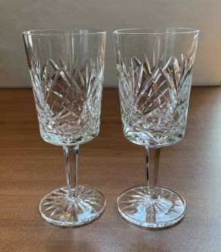 Set Of Two Cavan Ireland Leaded Cut Crystal Sheelin Pattern Wine Glasses 6 " Tall