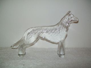 Vintage Kosta Boda Sweden Clear Glass German Shepherd Dog Figurine / Paperweight