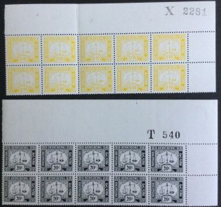 Hong Kong 1976 - 78 20 Cents & $1 Postage Dues In Corner Blk Of 10 With Sheet Nh