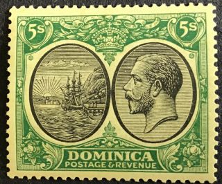 Dominica George V 5/ - Black & Green On Yellow Sg88 Mnh U/m C/v £40.  00 In 2016