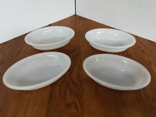 Glasbake Usa Milk Glass Dish 475 Oval Set Of 4 White Baking