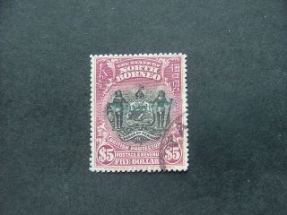 North Borneo 1911 $5 Black & Lake Sg182 G - Fu