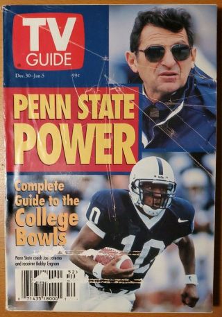 Tv Guide Dec 30 - Jan 5,  1996 Coach Joe Paterno,  Bobby Engram Cover,  Penn State