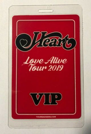 Heart 2019 Love Alive Tour Laminated Vip Backstage Pass
