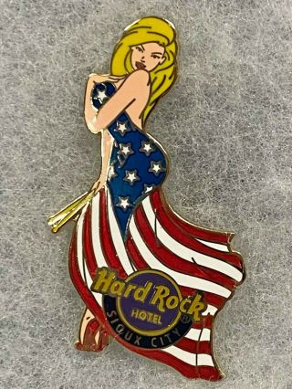 Hard Rock Hotel Sioux City Sexy Blonde Patriotic Girl Draped In Flag Pin 79565