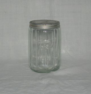 Vintage Zipper Glass Hoosier Cabinet Tea Jar With Tin Lid 1920 