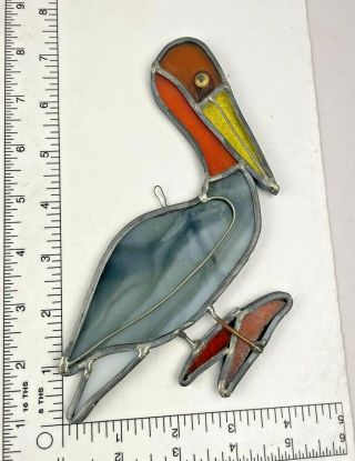 Vintage Hand - Crafted Pelican Stained Glass Suncatcher
