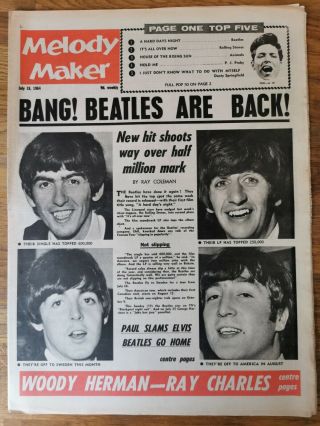 Melody Maker Newspaper July 18th 1964 Beatles Are Back Cover