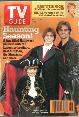Tv Guide - 10/1995 - Halloween Preview - Joey Lawrence - Alec Baldwin - Mary Tyler Moore