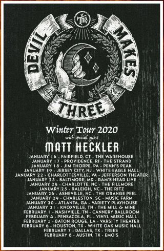 The Devil Makes Three 2020 Tour Ltd Ed Rare Poster,  Bonus Folk Country Poster