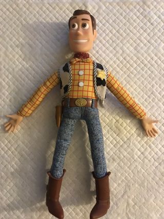Thinkway Disney Pixar Toy Story Talking Sheriff Woody 15”pull - String Doll No Hat