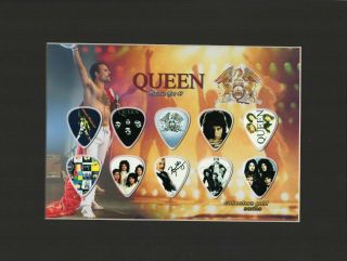 Queen Matted Picture Guitar Pick Set Collectors We Will Rock You Stone Cold