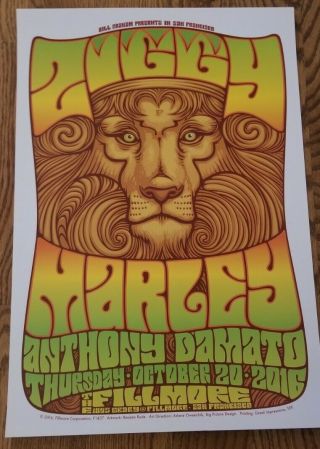 Ziggy Marley - Concert Poster 13x19 Art Print Anthony Damato Fillmore 10/20/16