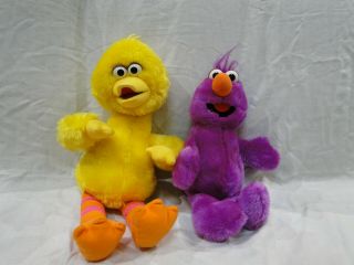 Sesame Street Vintage 18 " Big Bird & 14 " Telly Monster Plush Rare Stuffed Dolls