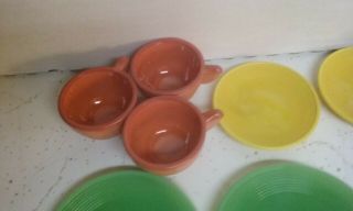Vintage akro agate plates creamer cups child toy Blue jadeite yellow 2