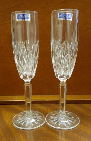 M106 Waterford Crystal Marquis Sparkle Champagne Flute Set Of 2 W/ Stickers