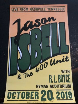 Jason Isbell 10/20/19 Night 3 - Ryman Hatch Poster