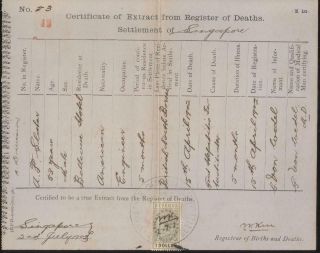 Straits Settlements Document Singapore Revenue 1902 Fiscal