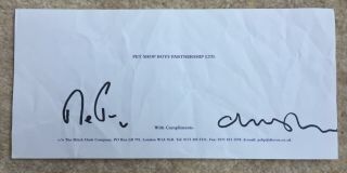 Pet Shop Boys Signed Compliment Slip London Chris Lowe Neil Tennant