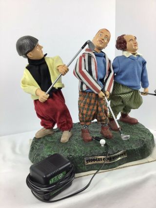 2002 Gemmy Three 3 - Stooges Golf Academy Talking Slapstick Moving Figures W/cord