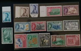 Fiji 1954 Qe Ii 1/2d To £1 Sg 280 - 295 Sc 147 - 162 Pictorial Set 15 Mnh