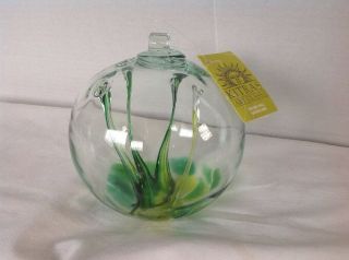 Kitras Art Glass Hanging Dream Ball Green 5.  5 " Size W/tag Canada