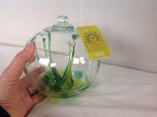 Kitras Art Glass Hanging Dream Ball Green 5.  5 