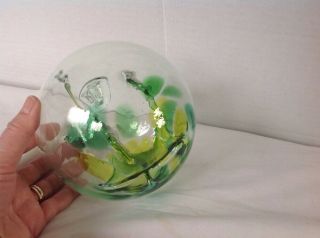 Kitras Art Glass Hanging Dream Ball Green 5.  5 
