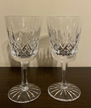 Set Of 2 Waterford Lismore Cut Crystal White Wine Glasses Stemware 5.  5 " Tall