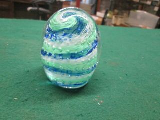 Vintage Gentile Art Glass Bubble & Ribbon Swirl Paperweight Spiral Multi Color