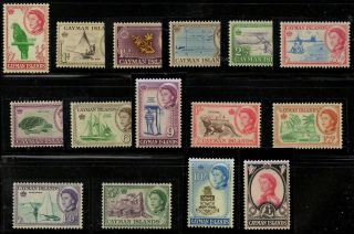 Cayman Islands 1962 Qeii Definitives (15) Sg 165/179 Unmounted - Never Hinged