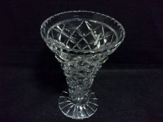 Crystal Trumpet Vase,  Bevelled Diamond Cut,  7 1/2 " Tall
