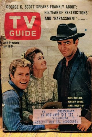 Vintage Tv Guide July 18 - 24,  1964.  George C.  Scott Speaks Frankly