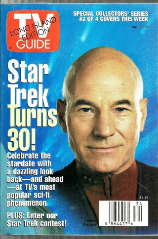 Tv Guide - 8/1996 - Star Trek Turns 30 - Patrick Stewart - York Metro Edition