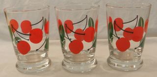3 Vintage Libby Cherry Juice Glasses,  Granny 