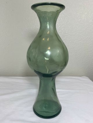 Vintage Blenko? Style Architectural Decanter Bottle Green Art Glass Vase
