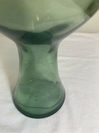 Vintage Blenko? Style Architectural Decanter Bottle Green Art Glass Vase 3
