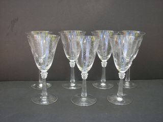 Vintage Fostoria Lido Water Glasses / Goblets 7 1/2 " Set Of 7
