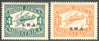 South West Africa 1930 Air - Mail Green 4d Orange 1/ - First Printing Sg70/71
