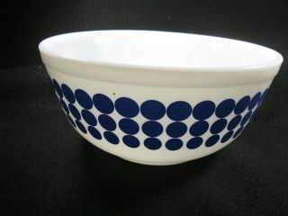 2.  5 Qt.  Vintage White Pyrex Bowl With Blue Polka Dots,  403